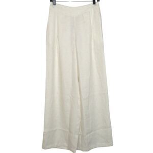 OGL Off White Linen Blend Wide Leg Side Zip High Waist Pants Size Medium